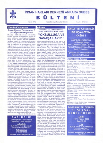 Special Issue by IHD Ankara Branch- November 2002