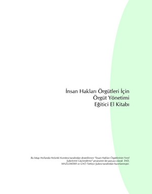 Trainer Reference Book for Human Rights Organizations Regarding Management of the Organization