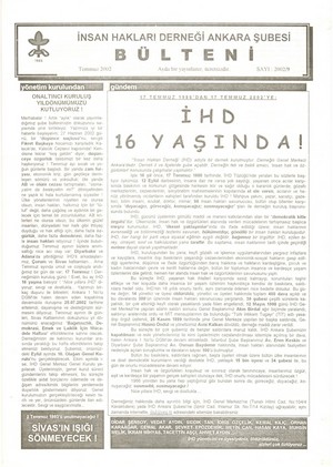 Special Issue on the Anniversary of the IHD by the IHD Ankara Branch-2002
