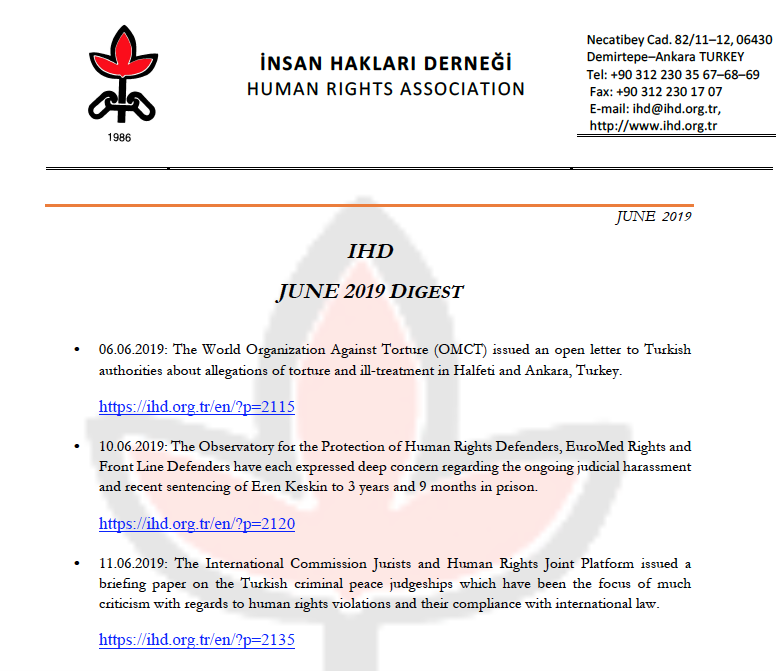 İHD June 2019 Digest