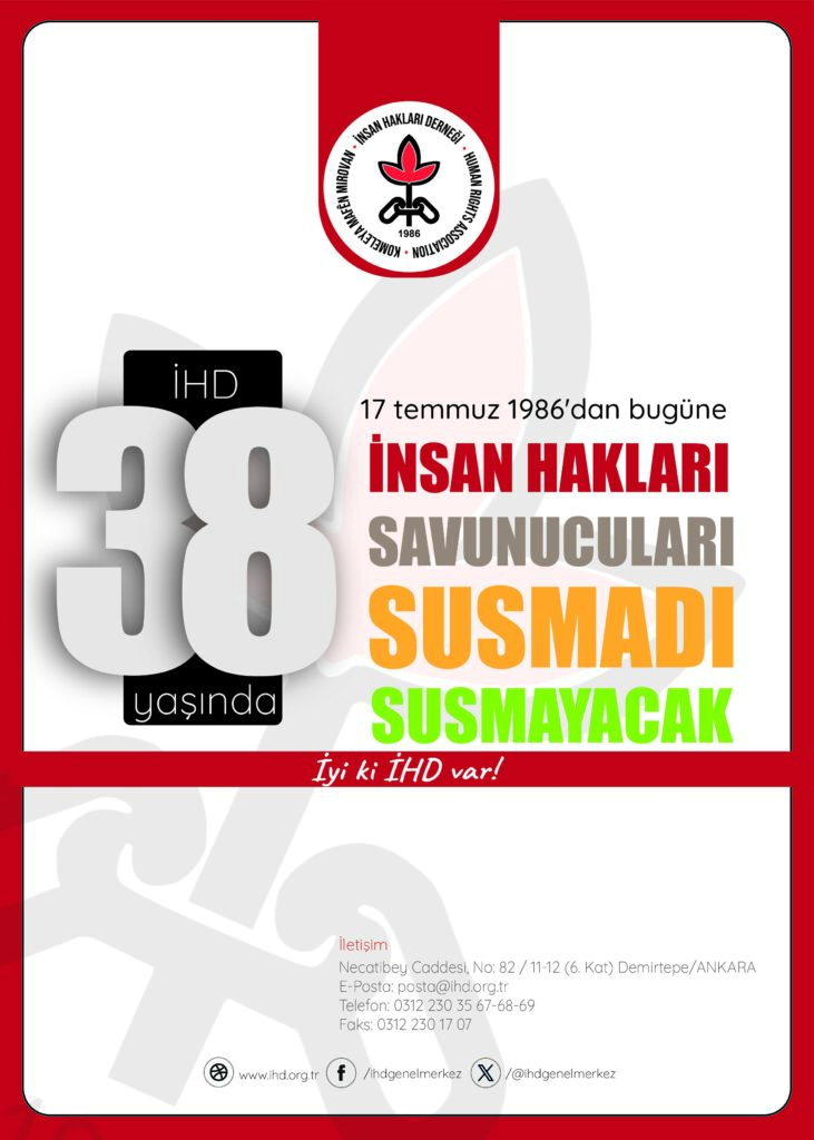 İHD is 38 Years Old!  We Keep on Defending Human Rights and Freedoms!