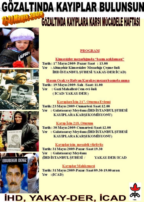 İHD İstanbul Şubesi Kayplar Haftası Program Afişi - 2009